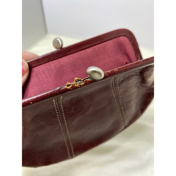 Fossil Leather Coin Purse Wallet Red Leather Vintage Kiss lock - Picture 4 of 12